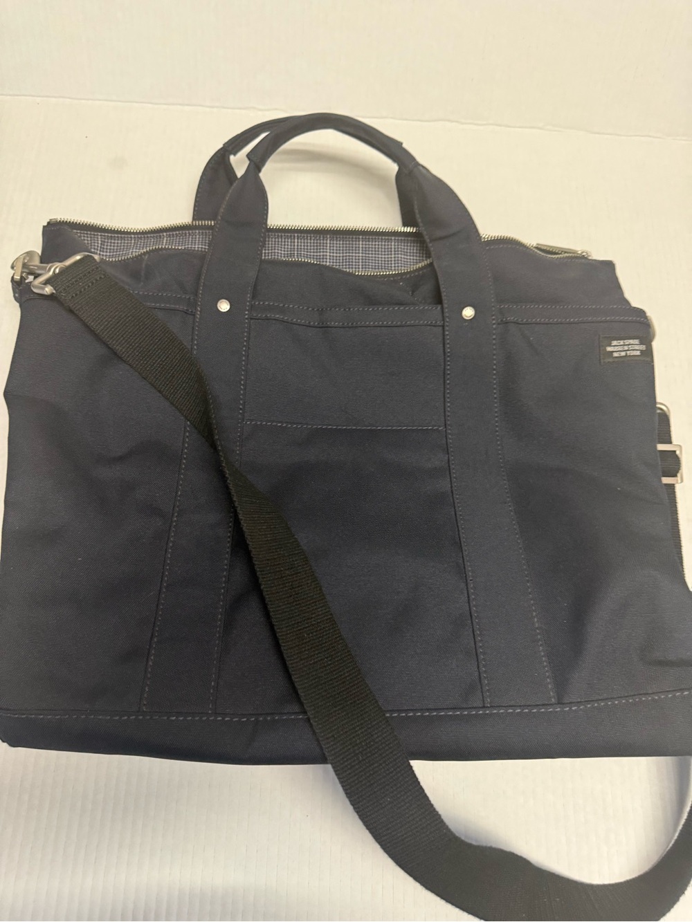 Navy Canvas Convertible Brief Tote - Men